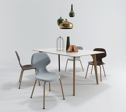  北欧餐桌椅吊灯组合3d模型 