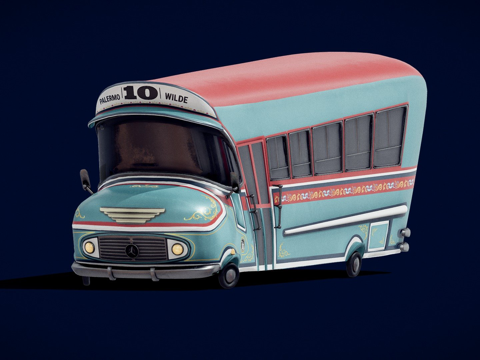  路卡通公交车（阿根廷巴士）3d模型 