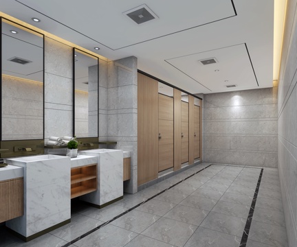  新中式公共卫生间3d模型 