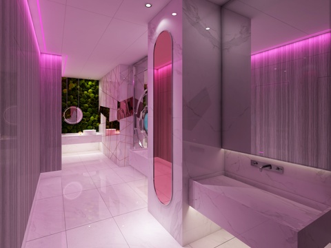  现代公共卫生间 KTV卫生间 女性卫生间3d模型 