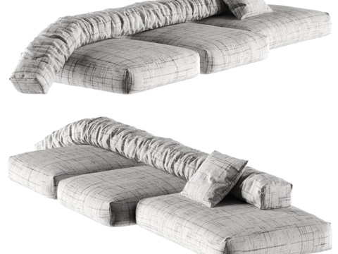  BOCA现代多人沙发 客厅沙发 布艺沙发3d模型 