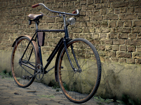  旧自行车3d模型 