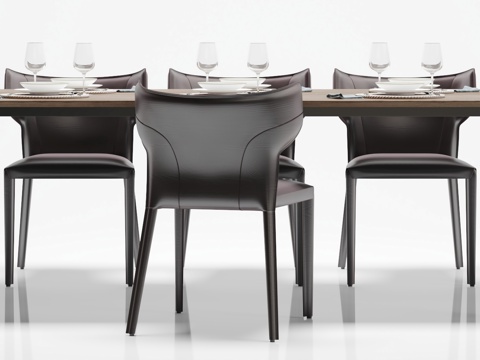  现代餐桌椅子摆件组合3d模型 