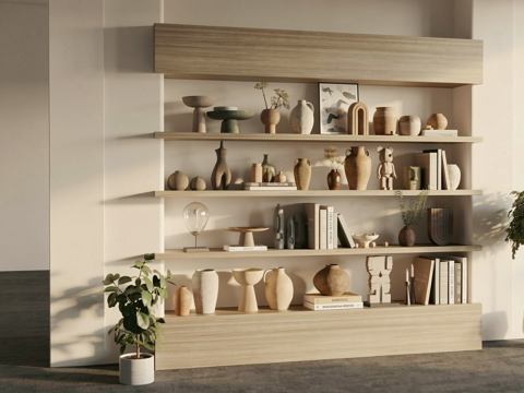 侘寂摆件组合饰品摆件陶罐器皿su模型