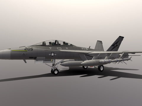 低多边形1-1 F-A-18F超级大黄蜂3d模型 