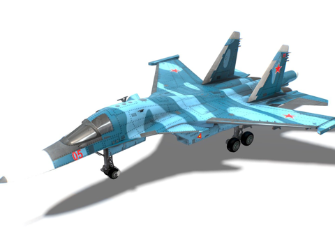  SU-34后卫喷气式战斗机3d模型 