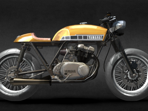  雅马哈500定制摩托车3d模型 
