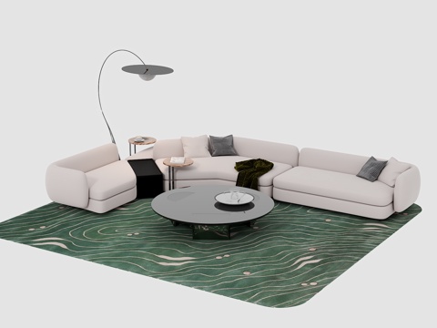  现代沙发茶几组合3d模型 