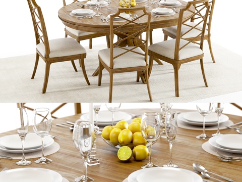  现代简约家具餐桌椅组合3d模型 