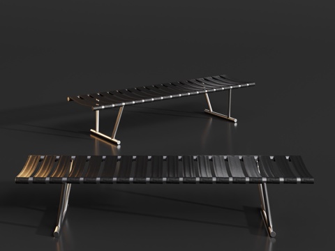  金属长凳床尾凳3d模型 