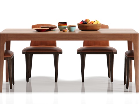  北欧餐桌椅子 摆件组合3d模型 