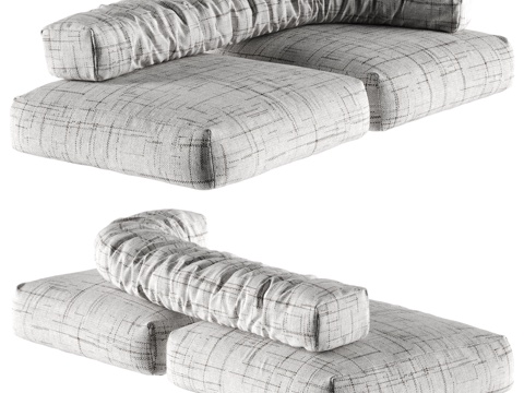  BOCA FLUX SOFA现代双人沙发 异形沙发 模块沙发3d模型 