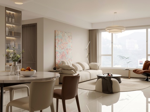  现代客餐厅 电视墙3d模型3d模型 