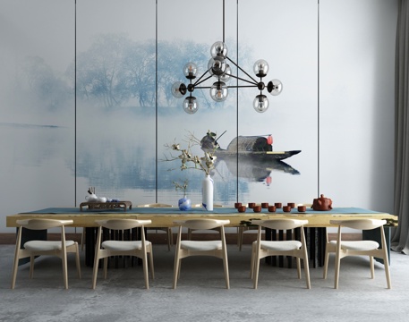  新中式茶室3d模型 