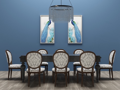  北欧餐桌椅 单椅 装饰画 吊灯3d模型 