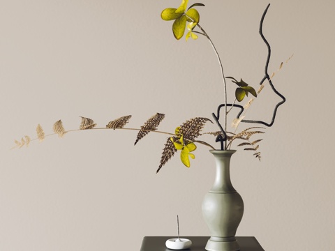  新中式饰品摆件 花瓶 花艺3d模型 