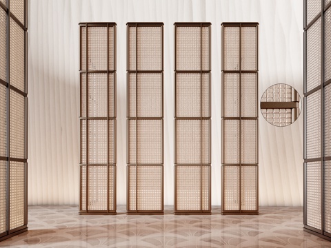  CCD酒店屏风 格栅屏风 现代玻璃屏风 夹丝玻璃屏风 隔断组3d模型 