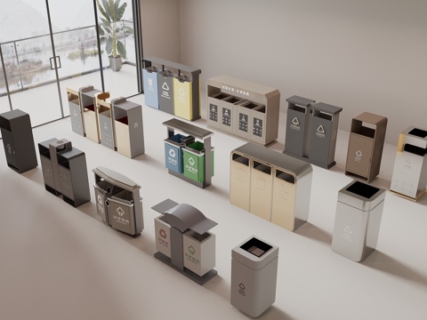  垃圾桶 户外垃圾桶 垃圾桶组合3d模型 