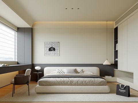 现代意式卧室su模型