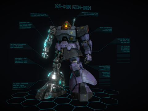  MS-09R里克-多姆底盘与技术数据3d模型 