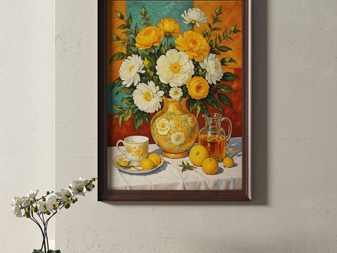  复古，中古，装饰画3d模型 