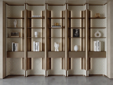  轻奢风书柜3d模型 