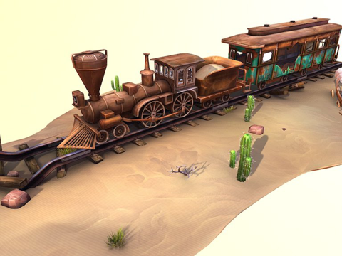  废弃火车场景游戏歌利亚3d模型 