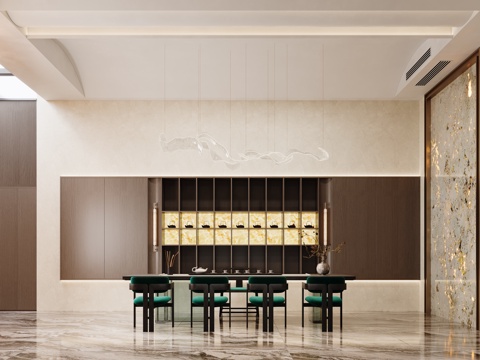 现代茶室su模型