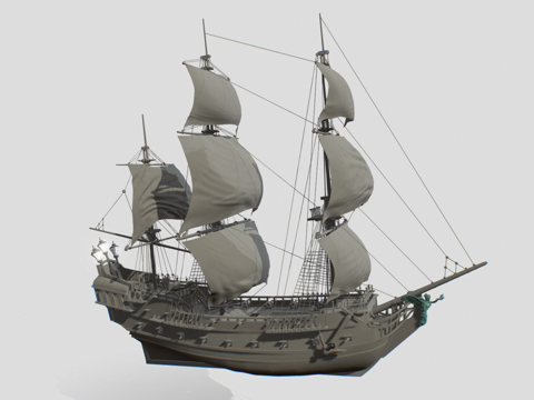  黑珍珠号船3d模型 