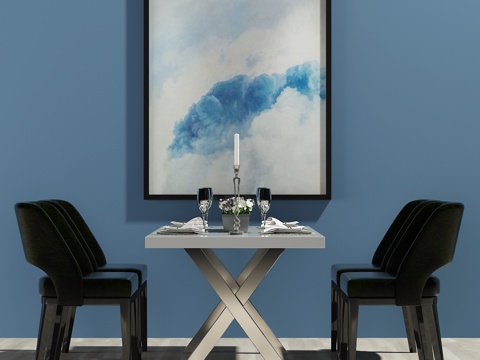  北欧餐桌 椅子 装饰画3d模型 