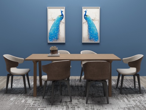  北欧餐桌椅 装饰画3d模型 