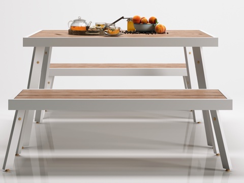  现代 餐桌 椅子 食物摆件组合3d模型 