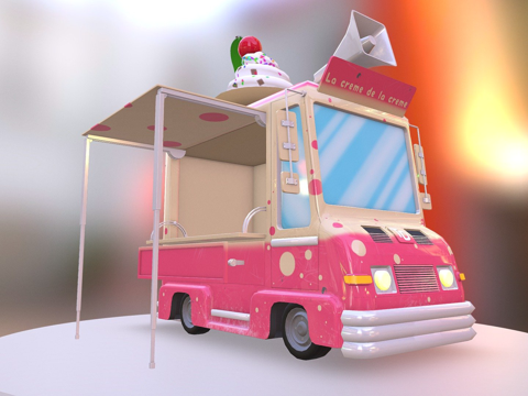  冰淇淋卡车-游戏塔塔索斯3d模型 