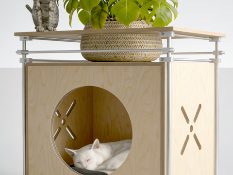 铝合金宠物家具；边几；床头柜；猫窝；狗窝；花架su模型