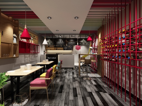  餐厅店面 牛排 门头 红酒架 吊灯 吧台吧椅 玻璃椅子3d模型 