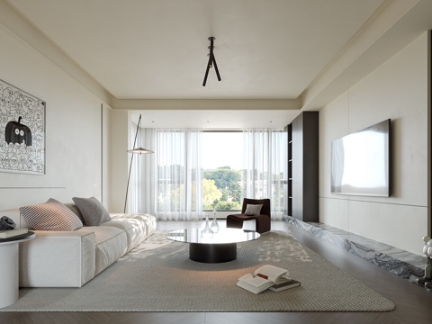 现代意式客厅su模型