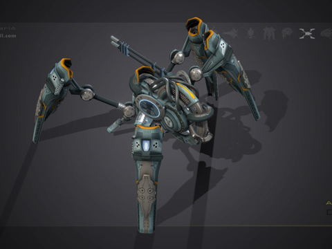  蜘蛛无人机动画卷轴3d模型 