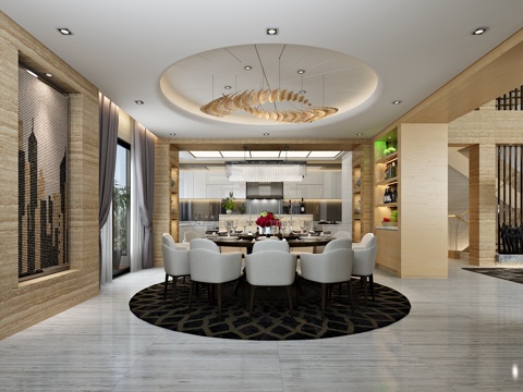  北欧餐厅 餐桌椅 吊灯3d模型 