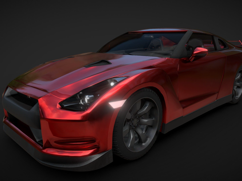  日产GT-R 2008款红色版3d模型 
