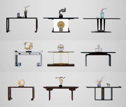  新中式案几装饰柜组合3d模型 