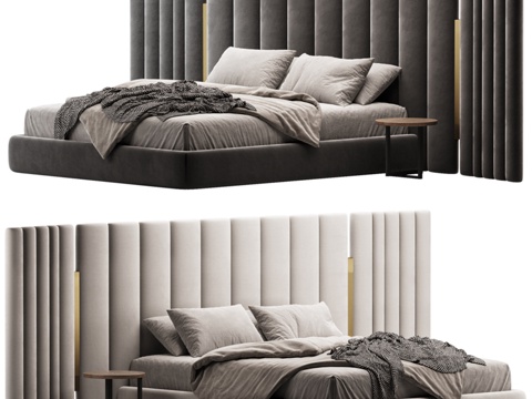  现代双人床3d模型 