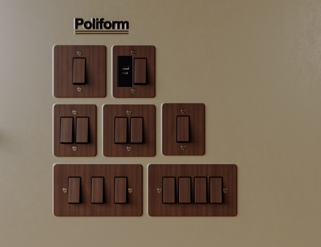  中古风开关面板 开关插座3d模型 