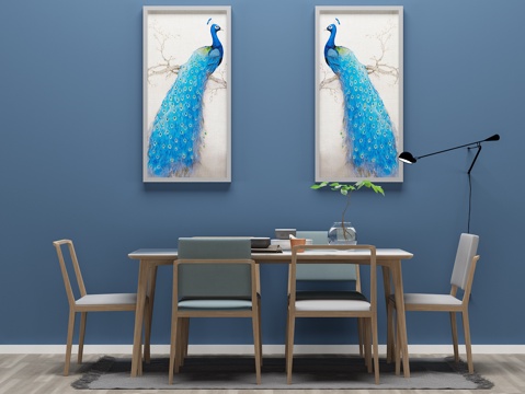  现代餐桌 椅子 装饰画3d模型 