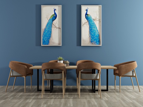  北欧餐桌椅 装饰画3d模型 