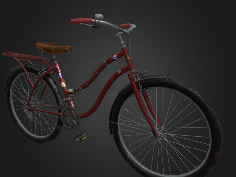  复古自行车3d模型 