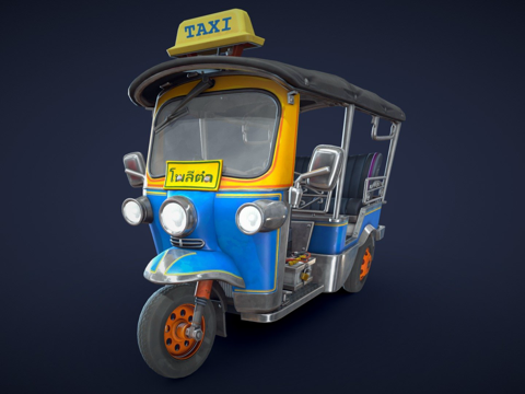  风格化嘟嘟车-低多边形3d模型 