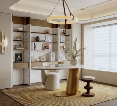  轻奢书房3d模型 