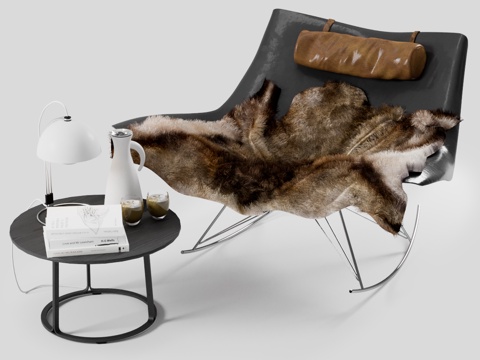  现代皮革豹皮休闲椅3d模型 