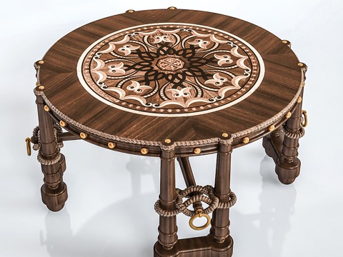  欧式工业风茶几边几组合3d模型 