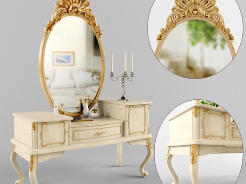  欧式梳妆台 梳妆台3d模型 